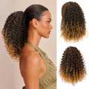 Ponytail For Black Women Drawstring Ponytail Curly Hair Short Ponytail Extension Pony tails Drawstring Hair Pieces Human Hair Feeling For Daily Use (T27) (Medium)