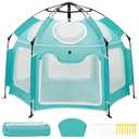 Baby Playpen with UV Canopy, Portable 1-Click Set Up Baby Tent, Toddler Play Yard for Indoor, Outdoor, Foldable Playpen for Beach, Camping, Home, Lightweight Versatile Kids Tent, with Travel Bag