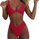 geluboao Bikini Sets for Women Cheeky High Waisted Kont Front Adjustable Two Piece Swimsuit (Small)
