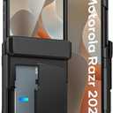 ATATOO for Motorola Razr 2025 Case Wallet, Built-in Card Holder (3 Cards) & Hinge Protection & HD Screen Protector, Military Grade Protection, Rugged Protective Phone Case for Moto Razr 2025, Black