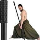 5ft Yoga Stick from Natural Bamboo - Non-Slip Handle Stretching Stick for Mobility,Versatile Exercise Tool with Flexibility,Stretch Bar for All Fitness Levels,Rehabilitation,and Posture (Black)