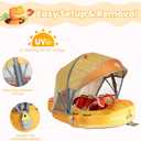 Mambobaby Float Non-Inflatable Baby Float with Canopy, Five-Point Safety System, 3D Canopy(Detachable) UPF 50+, Baby Pool Floats for 3-24 Months, Dual-Mode Toddler Swim Floaties