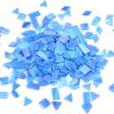 Lanyani 200pcs Glass Mosaic Tiles - Mixed Colorful Shapes: Square, Rectangle, Diamond, Triangle - Ocean Blue