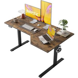 Agilestic Electric Standing Desk, L-Shaped 55 Inches Height Adjustable Desk, Sit and Stand up for Work Office Home, Ergonomic Rising Computer Table for Home Office with Splice Board, Rustic Brown