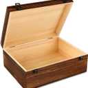 Barydat Extra Large Wooden Memory Box with Hinged Lid for Keepsakes Unfinished Pine DIY Craft Stash Wooden Box for Arts Gift and Storage Decorative