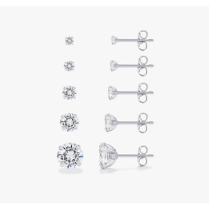 PAVOI 14K Gold Plated Five Pairs Stainless Steel Stud Earrings Set for Women | Hypoallergenic 5 Earrings Pack | Premium Cubic Zirconia Studs