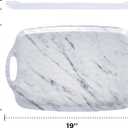 Melamine Serving Trays with Handles, 19" x 12", Set of 2, White Marble
