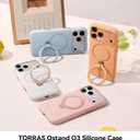 TORRAS Ostand Q3 Silicone for iPhone 17 Pro Max Case, Fit for MagSafe, 360 Spin Ring Stand, Liquid Silicone Cozy Vibrant Grip, Camera Control, Protective Case for iPhone 17 Pro Max, Pastel Orange