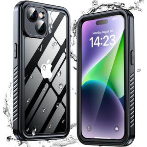 Oterkin for iPhone 14 Case Waterproof, Phone Case with [Built-in Screen Protector & Camera Protector][Full Body Protection][12FT Military Shockproof] Case for iPhone 14 (Black)