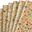 12 Sheets Spring Floral Kraft Wrapping Paper -Not Roll- Watercolor Wild Flower Gift Wrap Paper Folded Flat for Baby Shower Birthday Party DIY Crafts, 19.7 x 27.6 Inch