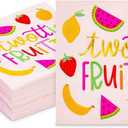 Sparkle and Bash 50 Pack Twotti Frutti Paper Cocktail Napkins, 5x5 inch 2nd Birthday Party Napkin, Decorations Accessories for Themed Celebrations and Special Occasions