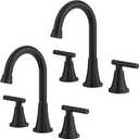 Bathroom Faucets for Sink 3 Hole, Hurran Oil Rubbed Bronze Bathroom Sink Faucet with Pop-up Drain and Supply Lines, Stainless Steel Lead-Free Widespread Faucet for Vanity RV, 2 Pack (8 inch, 2 Pack)