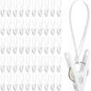 90 Pack Laundry Hooks Hanging Clips with Rope, Multi-Purpose Plastic Laundry Hooks Hanging Clips Socks Hats Pants Bras Towel Photo for Bathroom Wardrobe Kitchen Clothing Store, White