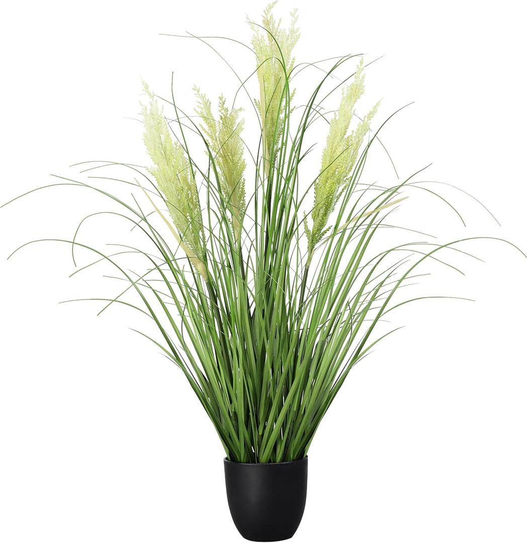 3ft Artificial Plants Onion Grass, 35 in Fake Shrubs Wheat Grass in Pot, for Indoor Outdoor Garden Office Home Decor, Faux Plant Greenery, Green