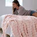 Bedsure 3D Fleece Bubble Blanket for Couch - Pink Throw Mothers Gifts Day Cute Blanket for Sofa Bed Room Decor - Luxury Soft Cozy Spring Birthday Gift for Women Girls, Lightweight, Light Pink, 50"x60"