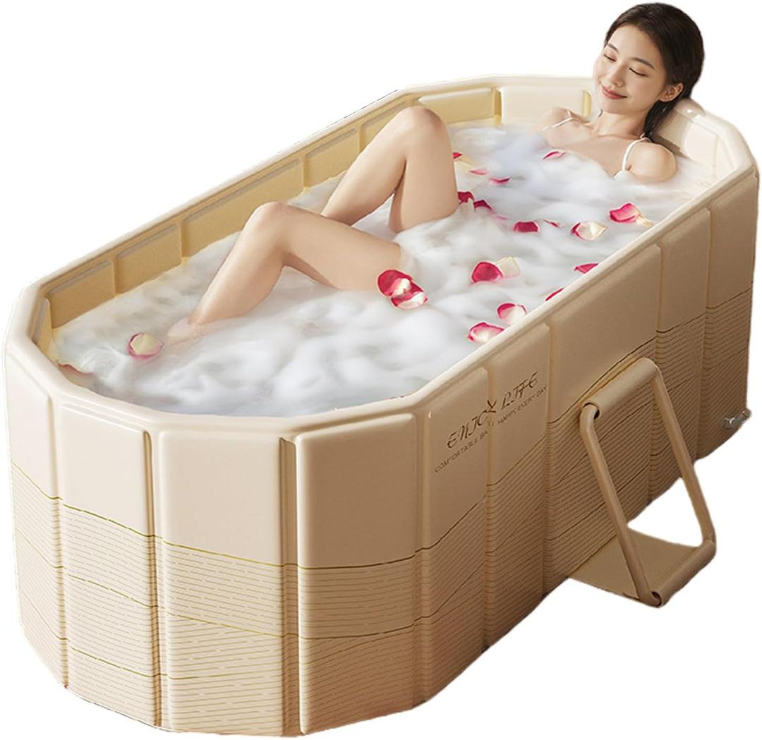 Foldable Bathtub for Adult Large 59'in Collapsible tub Portable Bathtub for Bathroom Folding SPA Tub for Shower Stall, Ideal for Small Spaces (XL: 47"L x 33.8"W x 19.5"H)