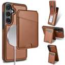 casesszoone for Samsung Galaxy S25 Plus S24 Plus Wallet Case with Kickstand Detachable Card Holder, for MagSafe Magnetic Wireless Charging, PU Leather Flip Slim Cover for Men Women S25+/S24+, Red