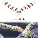 PATIKIL Wedding Car Flower, Artificial Flowers Bouquet Set Wedding Car Decoration for Decoration Handle Ornament Supplies Party, White, Red