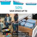 Collapsible Food Storage Containers with Lids 20 Pack(81oz/58oz Extra Large Included), 12 Rectangular+8 Round, Annaklin Silicone Collapsible Food Containers Sets Microwave Freezer Dishwasher Safe Blue