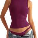 Eachyes Womens Boat Neck Seamless Tank Tops Sleeveless Double Layering Shirts Basic Going Out Tops Summer Outfits (Small, Magenta)