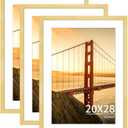 YESKAY 20x28 Picture Frame Gold Set of 3, Display Pictures 16x24 with Mat or 20 x 28 Without Mat, Poster Frames 20x28 for Wall Hanging Horizontal and Vertical