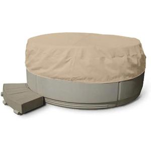 Covermates Classic Round Hot Tub Cover - All-Weather Water-Resistant Spa Protector - Durable 12-Gauge Vinyl Heavy-Duty Outdoor Shield with Elastic Hem, 80DIAMETER x 14H, Classic Tan