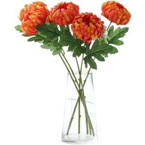 5Pcs Large Artificial Chrysanthemum Silk Flower Big Flower Head Daisy Wedding Decoration Home Decor Photography Props (5Pcs Orange)