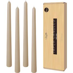Viyffo Taper Candles, 10 Inch, 4 Pack, Nougat Brown  Unscented, Dripless & Smokeless Design, Up to 8 Hour Burn  Long Tall Taper Candlesticks for Wedding, Dinner & Home Decor