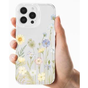 Compatible with iPhone 16 Pro Max Clear Case, Trendy Cute Light Flourishing Floral Meadow Flowers Slim Anti-Yellowing TPU Shockproof Aesthetic Protective Phone Case Cover for Women Girls 6.9"