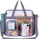 Oraben Clear Tote Bag Clear Bag Stadium Approved 12x6x12 Stadium Bag for Work, Sports Games, Gym (Grey)