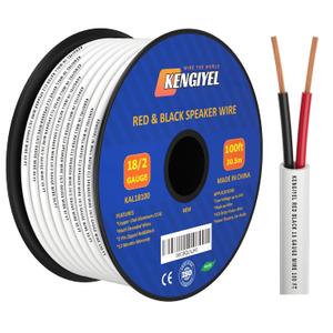 Speaker Wire 18 Gauge 100FT, Electrical Wire,18 AWG Stranded PVC Extension Cord, 12V Low Voltage/Tinned Copper/Flexible Cable for Automotive Wiring, Lamp Cord, Marine Cable-CCA