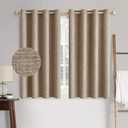 MIULEE 100% Blackout Linen Textured Curtains for Bedroom Solid Thermal Insulated Copper Brown Grommet Room Darkening Curtains & Drapes Luxury Decor for Living Room Nursery 52 x 45 Inch (2 Panels) (52"W x 45"L (Pack of 2), Copper Brown)