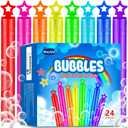 24 Pack Bubble Party Favors for Kids, 8 Colors Mini Star Bubble Wands as Classroom Prizes Treats Giveaways Goodie Bag Stuffers Fillers, Birthday Summer Beach Pool Toys for Toddlers Boys Girls