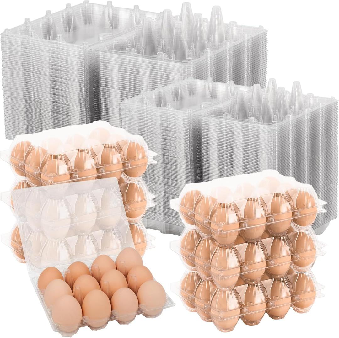 100 Pack Clear Plastic Egg Cartons, Reusable Stackable Egg Containers for Farm, Market & Fridge Storage, 34 Grid