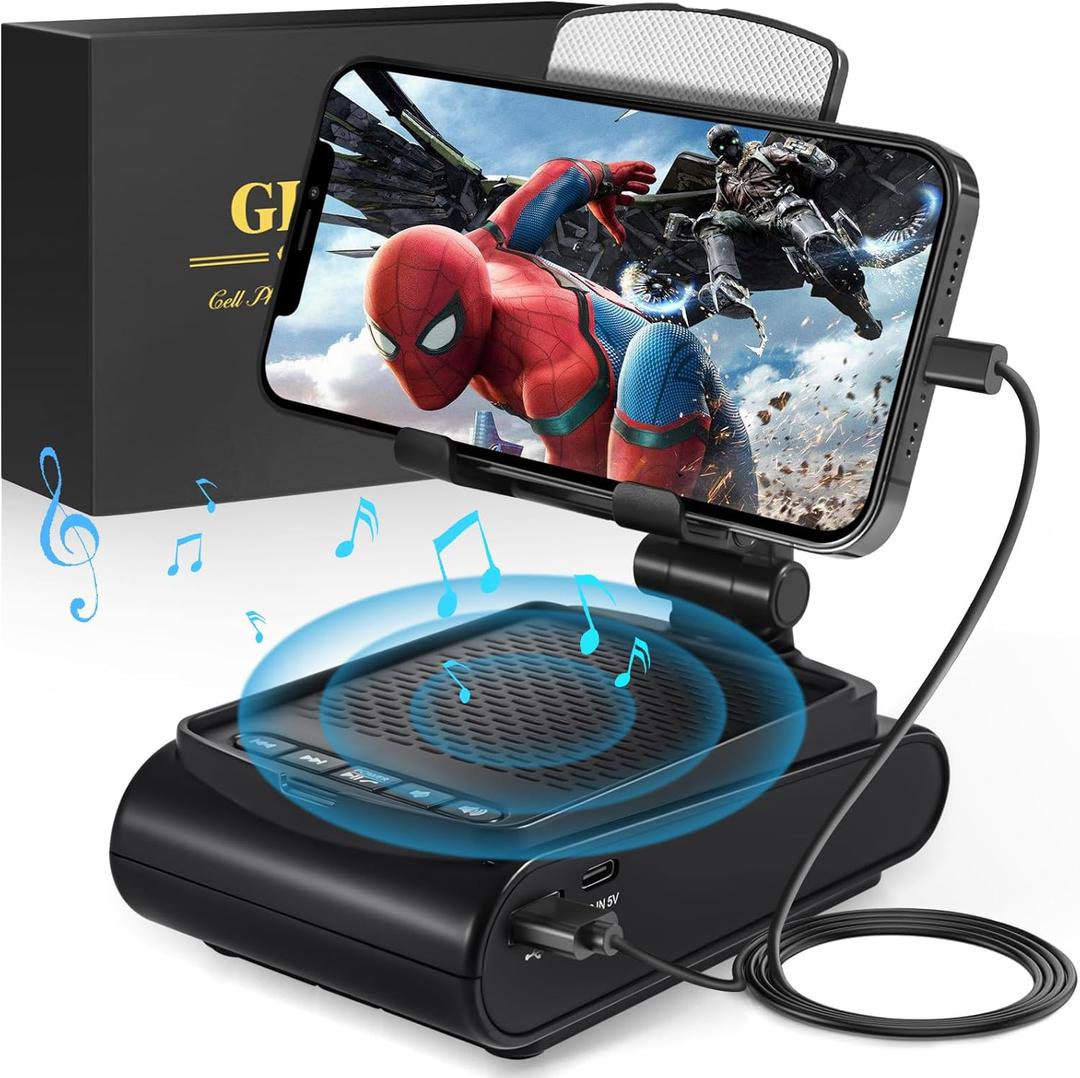 GLOPUS Birthday Gifts for Men, Cell Phone Stand with Wireless Bluetooth Speaker, Mens Gift for Birthday Gifts for Him Husband Boyfriend, Dad Gifts for Fathers Day, Cool Gadgets for Men (Large, Black)