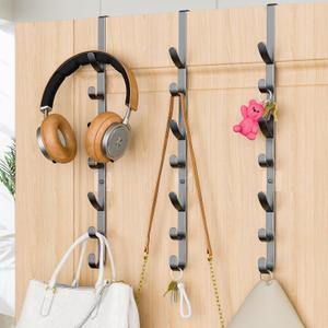 Over The Door Hooks, Metal Door Hooks for Hanging,Door Purse Organizer for Door Coat Hanger, Back of Shower for Hanging Towel Rack Clothes, Hat, Bathroom Bathroom Dorm Bedroom Closet (Black-3Packs)