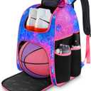 MATEIN Basketball Bag, Sturdy Soccer Bag with Ball Holder & Shoe Compartment, Large Basketball Backpack for Training Equipment, Water Resistant Sports Ball Backpack Fits Volleyball Football, Colorful (Pink)