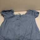 Women's Denim Mini Dress Puff Short Sleeve Square Neck Loose Jean Dresses with Pockets, 2XL