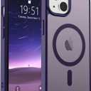 SUPFINE Magnetic for iPhone 14 Case & iPhone 13 Case (Compatible with MagSafe) (Military Grade Drop Protection) Slim Translucent Matte Shockproof Phone Cover,Dark Purple