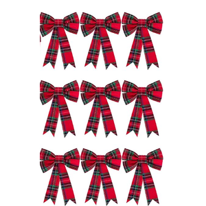 WILLBOND 9 Pieces Christmas Plaid Bow Red and Green Plaid Bow Christmas Tree Ornament Bows for Christmas Tree Home Decor, 5 x 7 Inch