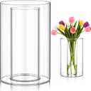 Vase in Vase Double-Walled Glass Cylinder Vases 7.8 Inch Tall for Vases Filler Wedding Decoration Clear Centerpieces for DIY Floral Arrangements Seasonal Home Indoor Table Decor(4.7" & 2.7")