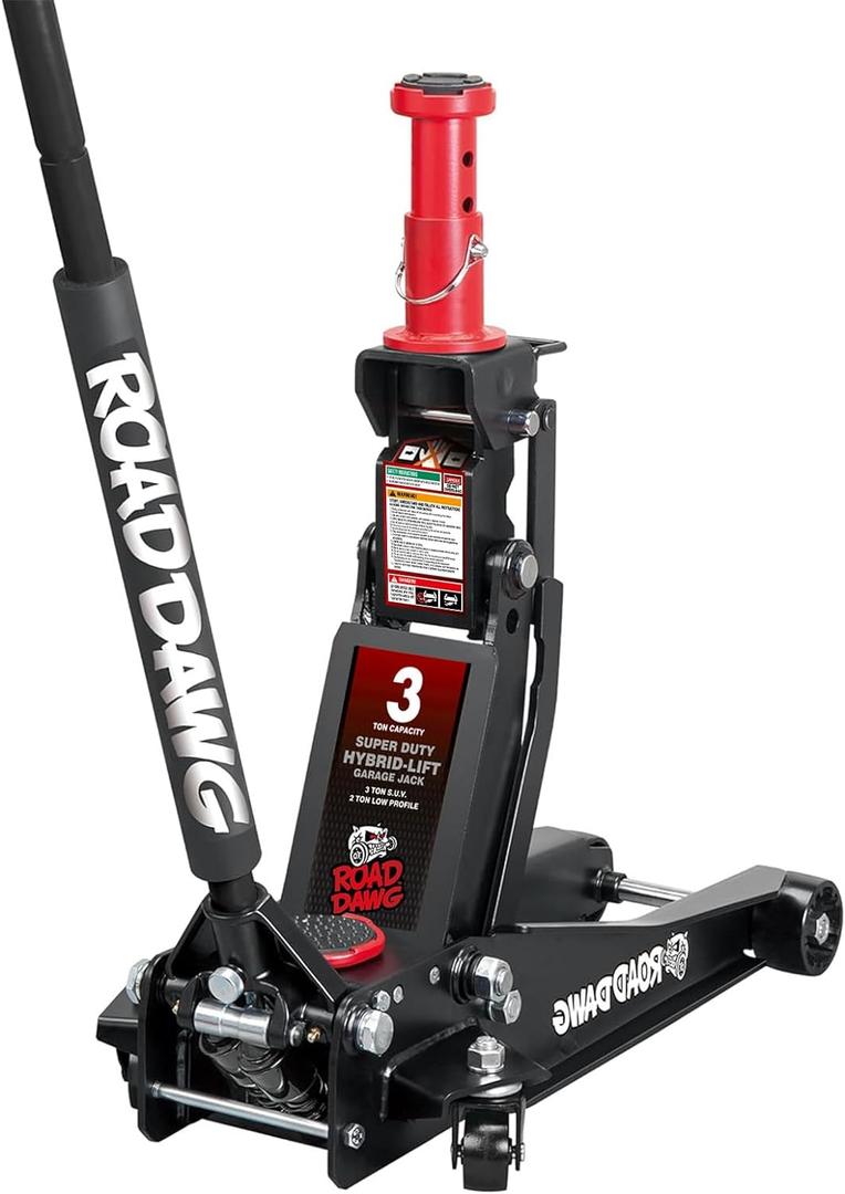 ATZ830027HD Torin Hydraulic Low and High Profile Professional Grade Foldable Garage Service/ Floor Jack with Quick Lift Pump, 3 Ton (6, 600 lb) Capacity, Black