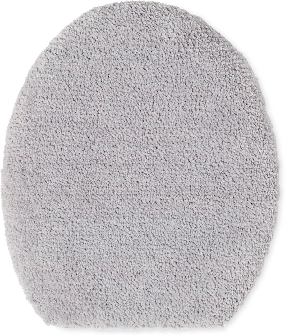 TOWN & COUNTRY EVERYDAY Ultra Plush Solid Tufted Toilet Lid Cover, Soft and Absorbent, Non-Slip Cover, Machine Washable, Grey, 18.5"x19.6"