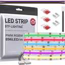 BTF-LIGHTING FCOB COB LED Strip RGBW 3000K 896LED/m 16.4FT DC24V Color Changing Flexible High Density Uniform Light 12mm Width for Home Indoor Decoration(No Adapter or Controller)