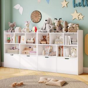 Garvee Toy Storage Organizer Kid Bookshelf Toy Storage Cabinet Toddler Book Shelf for Kid Room Bedroom Nursery Living Room-White