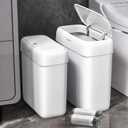 JOYBOS 2 Pack Bathroom Trash Can with Lid, 3 Gal/12 L & 2.7 Gal/10L Garbage Can with PopUp Lid,Small Spaces Plastic Trash Can, Slim Trash Bin Waste Basket for Bathroom,Rv, Office, White