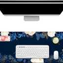 2 x Flowers Plants Mouse Pads for Desk,Premium Textured Large Mouse Pad for Women with Non-Slip Rubber Base, Pink Gold Design Mouse Mat with Stitched Edge Desktop Protection Mat for Computers Laptop