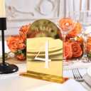 UNIQOOO Gold Mirror Arch Wedding Table Numbers with Stands 1-20, 5x7 Acrylic Display Signs and Holders, Pack of 20, Perfect for Centerpiece, Reception, Decoration, Party, Anniversary, Event, White Font 1-20