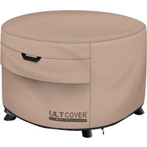 ULTCOVER Patio Fire Pit Table Cover Round 44 inch Outdoor Waterproof Fire Bowl Cover, Round-44"(D)x24"(H), Brown
