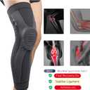Full Leg Sleeves Long Compression Leg Sleeve Knee Sleeves with Side Stabilizers & Patella Gel Pads,for Basketball, Arthritis, Sport, Reduce Varicose Veins and Swelling of Legs(Black-Spring, M, Pair)